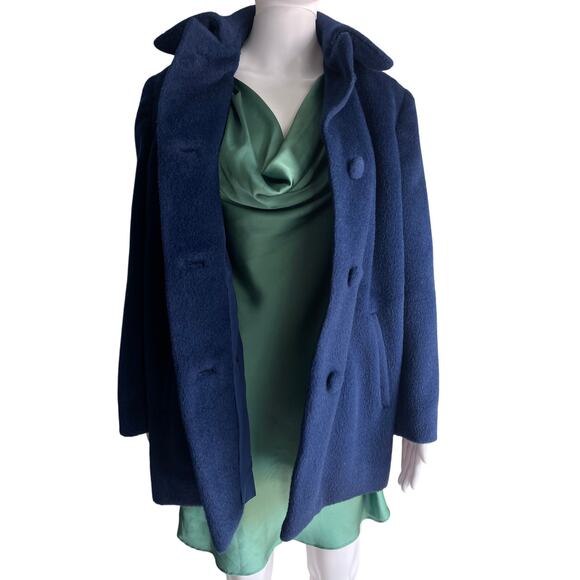 Vintage Vogue Paris Original Navy Wool Double Breasted Coat Size Small - Picture 6 of 7